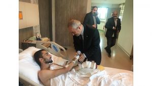 Büyükgöz, yaralı uzman çavuşu ziyaret etti