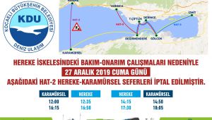 Hat 2 Hereke - Karamürsel deniz seferlerine 1 gün ara
