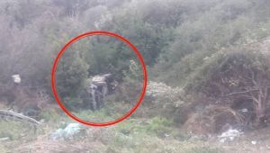 Kontrolden çıkan otomobil uçuruma yuvarlandı