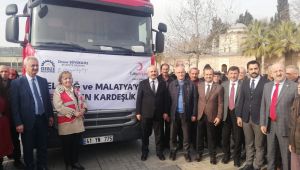 Yardım tırı dualarla deprem bölgesine uğurlandı