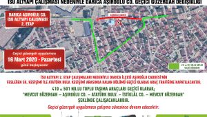 Darıca Aşıroğlu Caddesi’ne geçici trafik düzenlemesi