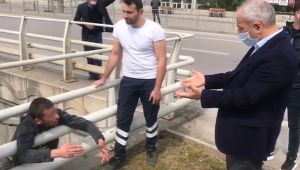 Büyükgöz intihar etmek isteyen kişiyi böyle kurtardı