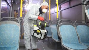 Çayırova'da halk otobüsleri dezenfekte edildi