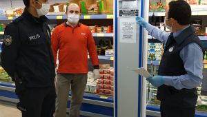 Zabıtadan marketlere sosyal mesafe denetimleri