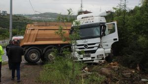 Hafriyat kamyonu kontrol çıktı: 1 yaralı