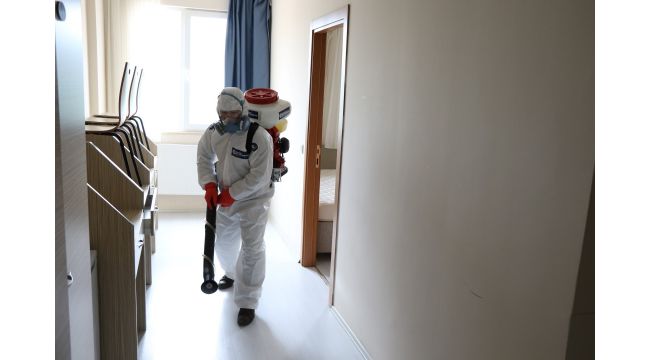 Kocaeli’de karantina yurtları dezenfekte ediliyor