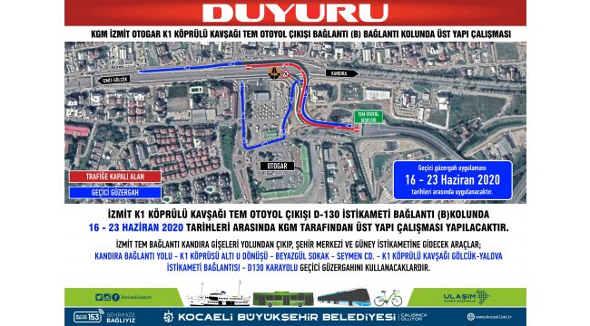 K1 Köprülü Kavşağı’nda çalışma başlıyor