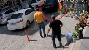 Kadın ve çocuklarının bulunduğu otomobil alev aldı