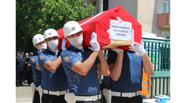 Kalp krizinden ölen komiser yardımcısı son yolculuğuna uğurlandı