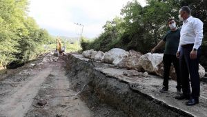 Başkan Büyükakın, heyelan bölgesinde inceleme yaptı