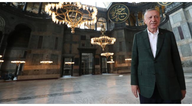 Cumhurbaşkanı Erdoğan Ayasofya Camii'nde incelemelerde bulundu