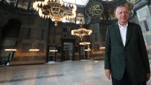 Cumhurbaşkanı Erdoğan Ayasofya Camii'nde incelemelerde bulundu