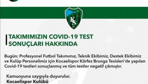 Kocaelispor'da korona virüs testleri negatif çıktı