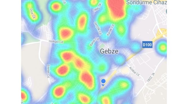 Gebze bölgesi koronavirüs haritası güncellendi