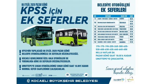 Büyükşehir’den KPSS için ek seferler
