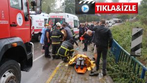 Kontrolden çıkan otomobil köprüden uçtu: 3 yaralı