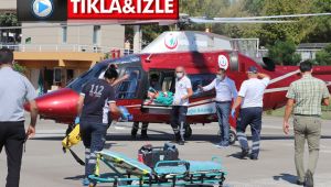 Yüksek gerilim hattına kapılan işçi ambulans helikopterle Kocaeli'ne getirildi