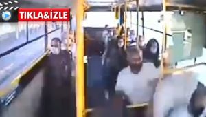 7 kişinin yaralandığı kazada otobüs içindekiler böyle savruldu