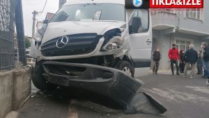 Gebze’de otomobil ile servis minibüsü çarpıştı: 5 yaralı