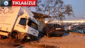 Kamyonun altında kalmaktan son anda kurtuldular