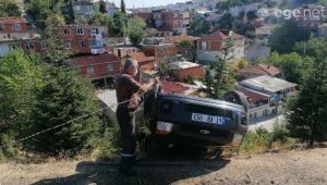 Takla atan araçtan burnu bile kanamadan kurtuldu