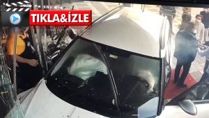 Araç önce yayaya çarptı ardından dükkana girdi