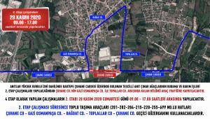 Çuhane Caddesinde geçici güzergah uygulaması
