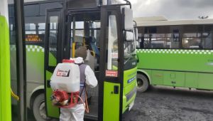 Gebze’de halk otobüsleri dezenfekte ediliyor