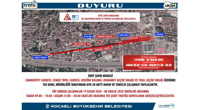 İSU şehir merkezinde çalışma yapacak