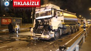 D100’de tanker, hafriyat kamyonuna çarptı: 2 yaralı