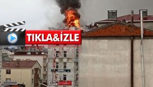 CHP'nin bulunduğu binanın çatısı alev alev yandı