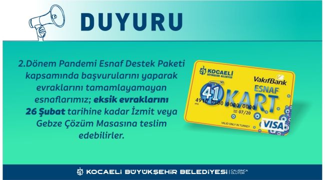 Esnaf Destek Paketi’nde süre uzatıldı