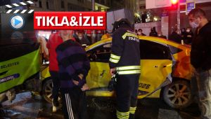 Gebze'de halk otobüsü ile ticari taksi çarpıştı