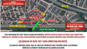 Kartepe’de geçici güzergah uygulaması
