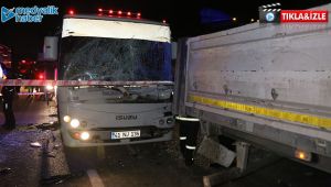 D100’de halk otobüsü tıra çarptı: 6 yaralı