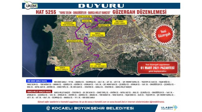 Gebze-Darıca Hat 525S seferleri yarın başlıyor