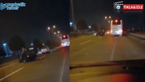 Kazayı izlemek için yavaşlayan otomobile otobüs çarptı