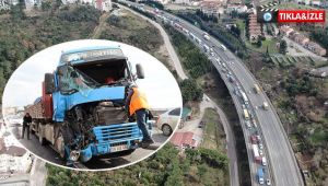 2 tır çarpıştı, TEM’de kuyruk oluştu