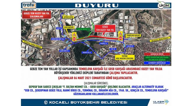 TEM Kuzey yan yollarda çalışma yapılacak