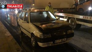 Yanan otomobilden sıçrayan alevler, bir otomobili daha yaktı