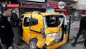Kırmızı ışık ihlali yapan tanker taksiyi böyle parçaladı