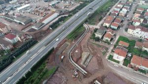 Körfez’de otoyol geçiş köprüsü yapımı devam ediyor