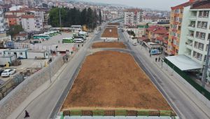 Trafik sorununa çözüm olan köprülü kavşakta çevre düzenlemesi