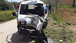 Minibüs elektrik direğine çarptı: 5 yaralı