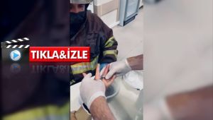 Parmağına sıkışan yüzüğü itfaiye keserek çıkarttı
