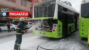 Seyir halindeki belediye otobüsünde yangın