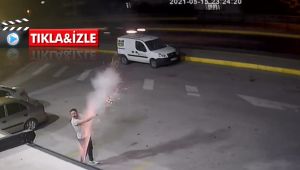 Yaktığı havai fişek şahsın elinde patladı
