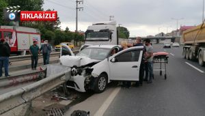 Gebze’de kontrolden çıkan otomobil bariyere girdi!