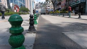 İzmit'te dubalar yeşil-siyaha boyandı