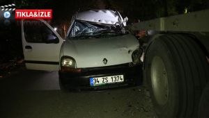 Park halindeki tıra çarpan araç sürücüsü ağır yaralandı